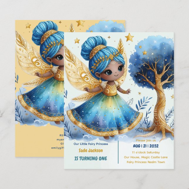 1st Birthday Little Fairy Princess African ONE (Front/Back)