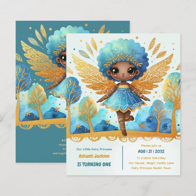 1st Birthday Little Fairy Princess African ONE (Front/Back)