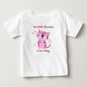 1st Birthday Little Munchkin kitten One today Baby T-Shirt