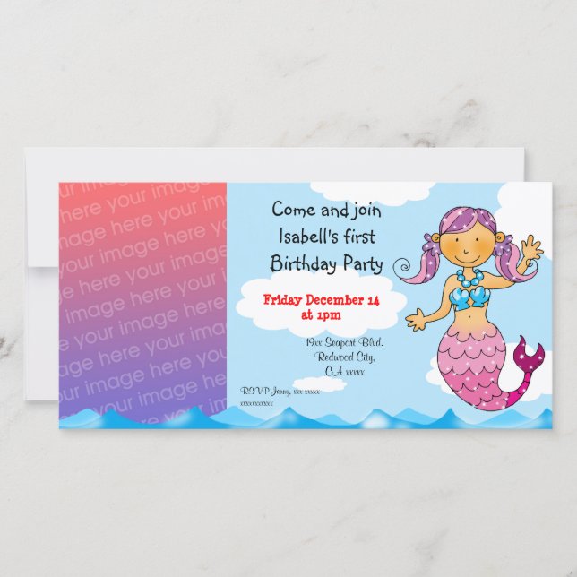 1st birthday mermaid girl party personalised (Front)
