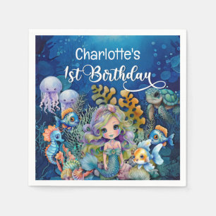 1st Birthday Mermaid Napkin