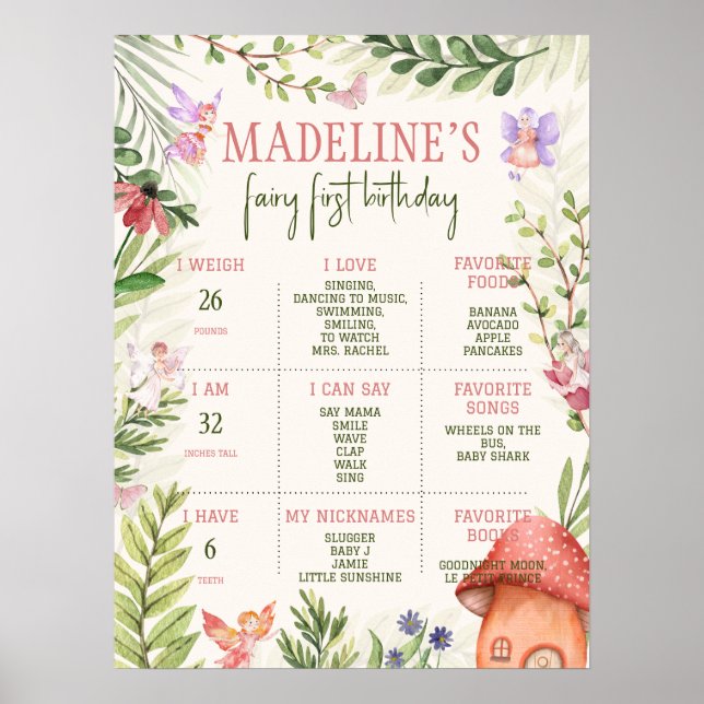 1st Birthday Milestone Fairy First Poster (Front)