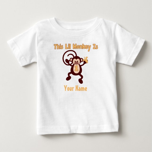 1st Birthday Monkey Personalised T-shirt (Front)