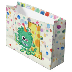 1st Birthday Monster Party Large Gift Bag