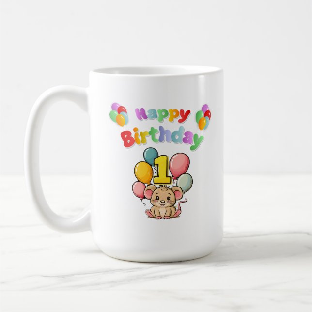 1st Birthday Mouse Mice Children's Birthday Coffee Mug (Left)