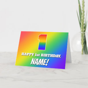1st Birthday: Multicolored Rainbow Pattern # 1 Card