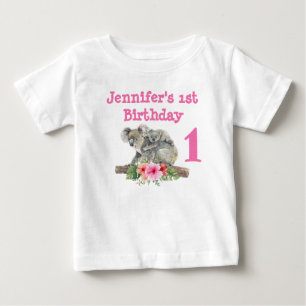 1st Birthday Mum & Baby Koala Bears Watercolor T-Shirt