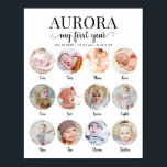 1st Birthday My First Year Milestone Photo Collage Poster<br><div class="desc">Celebrate a very special milestone with this Gender-Neutral 1st Birthday Party Poster featuring a 12-photo collage design that highlights each month of your child’s first year. You can easily customize the design by adding 12 photos - one for each month from newborn to one year old, creating a meaningful and...</div>