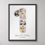 1st Birthday Number 1 Photo Collage Baby Nursery Poster<br><div class="desc">Decorate your nursery with this custom photo collage poster. This wall décor combines the charm of your little one's precious moments with an adorable design that will captivate both children and adults alike. Our user-friendly design tool allows you to upload your photos with ease, enabling you to create a personalised...</div>