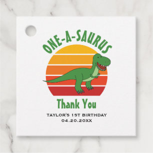 1st Birthday One-A-Saurus Dinosaur Gender Neutral Favour Tags