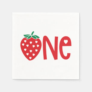 1st Birthday One Strawberry Napkin