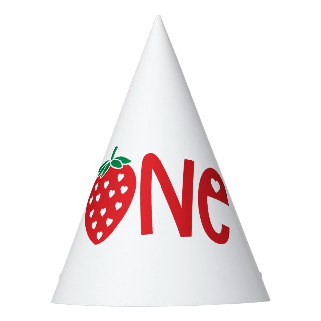 1st Birthday One Strawberry Party Hat (Front)