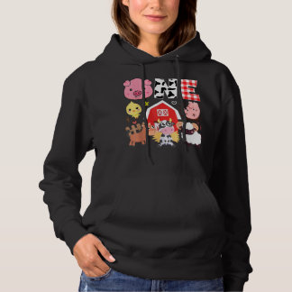 1st Birthday One Year Old Farm Theme Animals Birth Hoodie