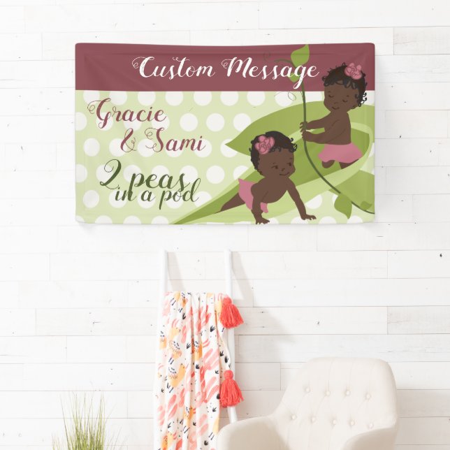 1st birthday or Baby Shower Banner for Twin Girls (Insitu)