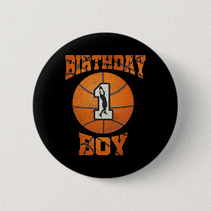 1st Birthday Outfit Boy Basketball First 1 Year Ol 6 Cm Round Badge