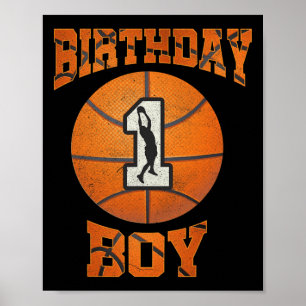 1st Birthday Outfit Boy Basketball First 1 Year Ol Poster