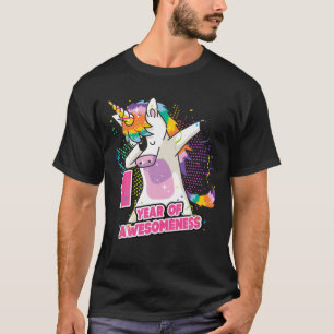 1St Birthday Outfit, Dabbing Unicorn 1 Year Of Awe T-Shirt