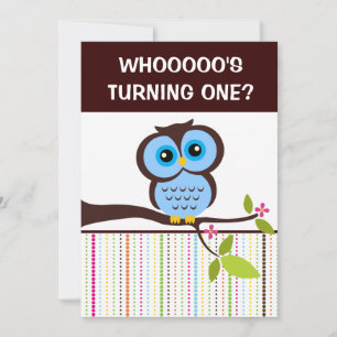 1st Birthday Owl Theme Party Invitations