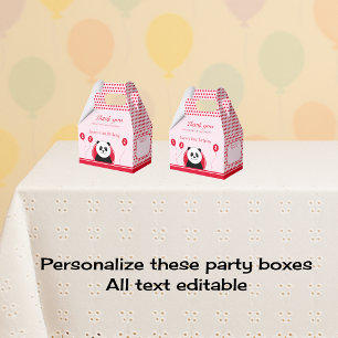 1st birthday panda red pink party favour box