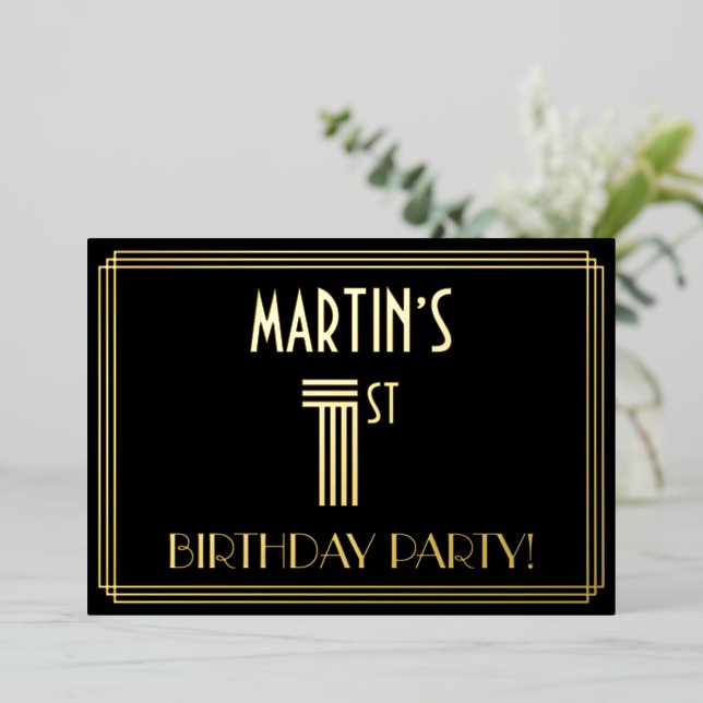 1st Birthday Party — Art Deco Style “1” + Name (Standing Front)