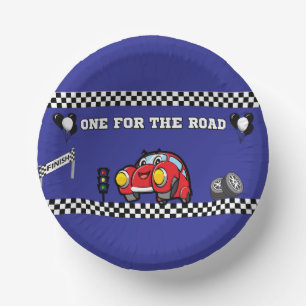 1ST BIRTHDAY PARTY BLUE RACE CAR PRINT PAPER PLATE