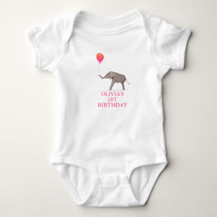 1st Birthday Party Celebration Pink Girl Kids Baby Bodysuit