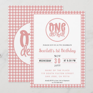 1st Birthday Party Cute Onederful First Birthday Invitation