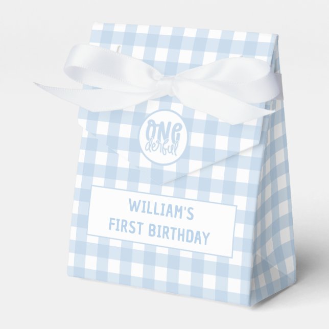 1st Birthday Party Cute Pastel Blue Onederful Favour Box (Front Side)