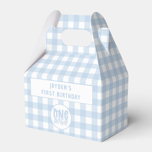 1st Birthday Party Cute Pastel Blue Onederful Favour Box (Front Side)