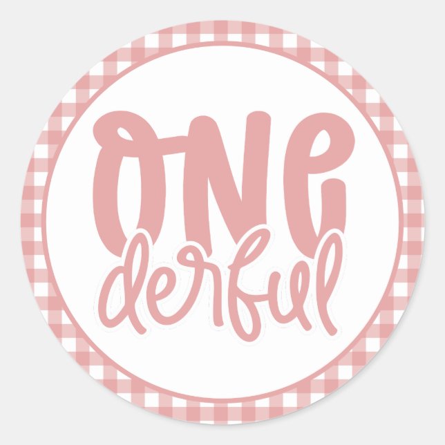 1st Birthday Party Cute Pastel Pink Onederful Classic Round Sticker (Front)
