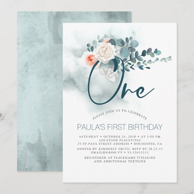 1st Birthday Party Invitation (Front/Back)