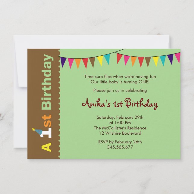 1st Birthday Party Invitation for Kids (Front)