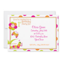 1st Birthday Party Invitation with Butterfly