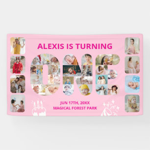 1st Birthday Party Number 1 Photo Collage Banner