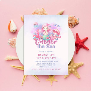1st Birthday Party ONEder the Sea Mermaid Invitation