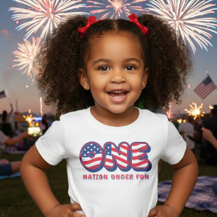 1st Birthday Party Patriotic USA Flag July 4th Baby T-Shirt