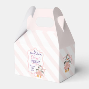 1st Birthday Party Penguin Ballerina Pink Favour Box