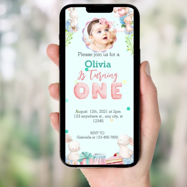 1st Birthday party Phone invitations (Creator Uploaded)