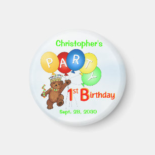 1st Birthday Party Royal Bears Magnet