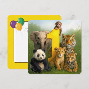 1st Birthday Party Wildlife Animal Babies Invitation
