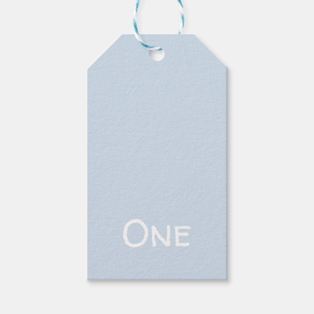 1st Birthday Pastel Blue Gift Tag (Front)