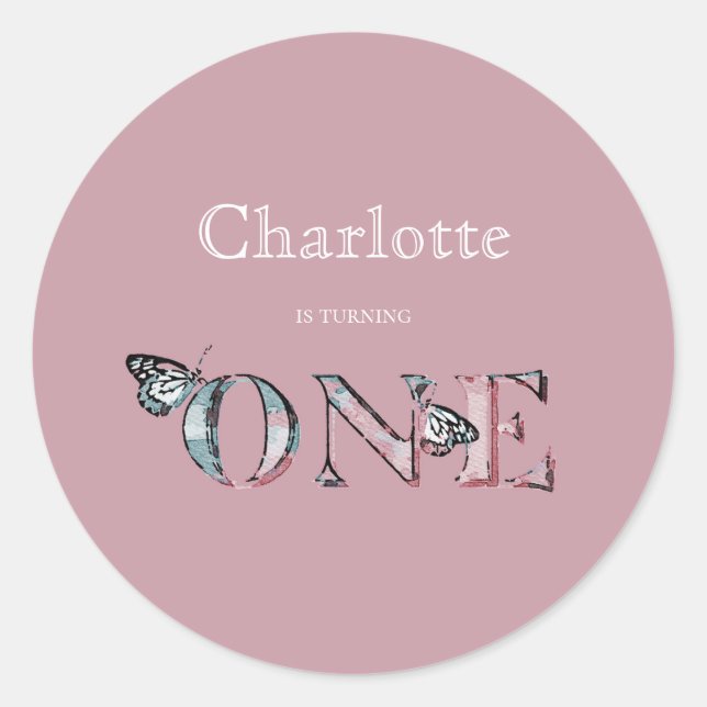 1st Birthday Pastel Pink ONE Classic Round Sticker (Front)