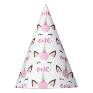 1st Birthday Pastel Unicorn One Party Hat