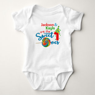 1st Birthday Personalised Baby Bodysuit for Twins