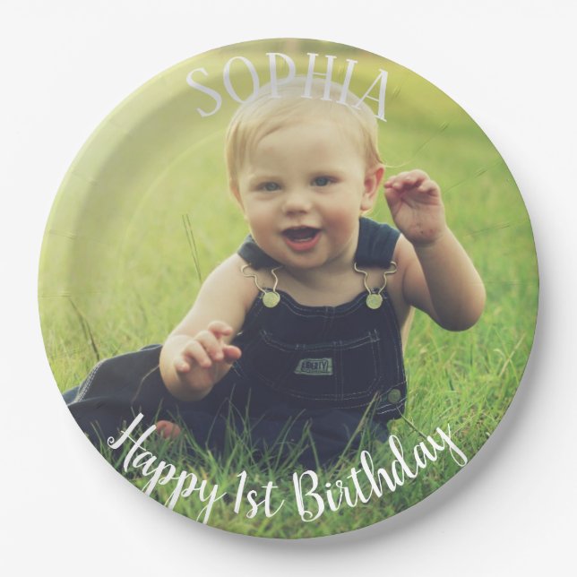 1st Birthday personalised Paper Plate (Front)