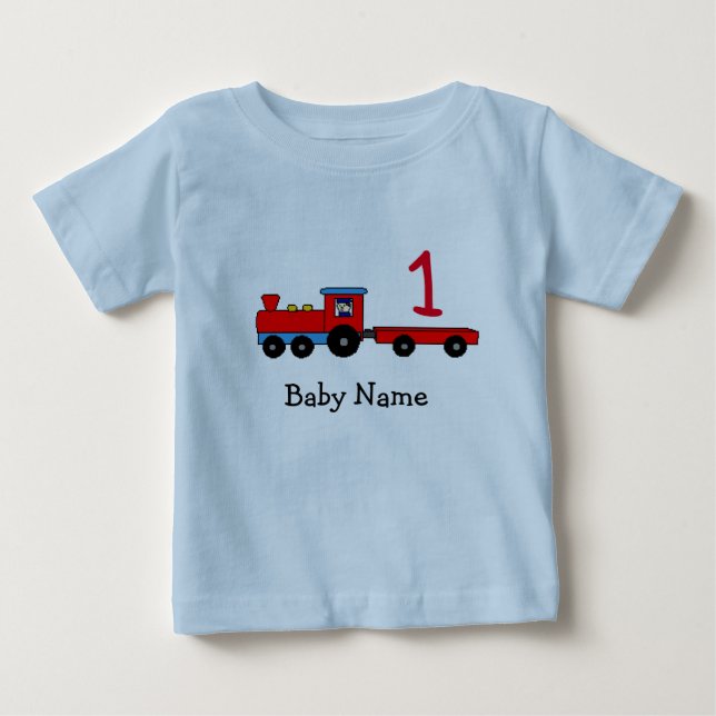 1st Birthday Personalised Train T-Shirt (Front)