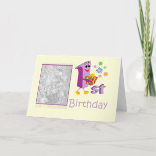 1st birthday photo card