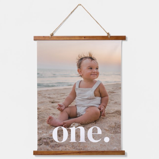 1st Birthday Photo  Hanging Tapestry (Front)