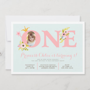 1st Birthday Photo Princess Party Invitation