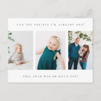 1st birthday photo thank you card
